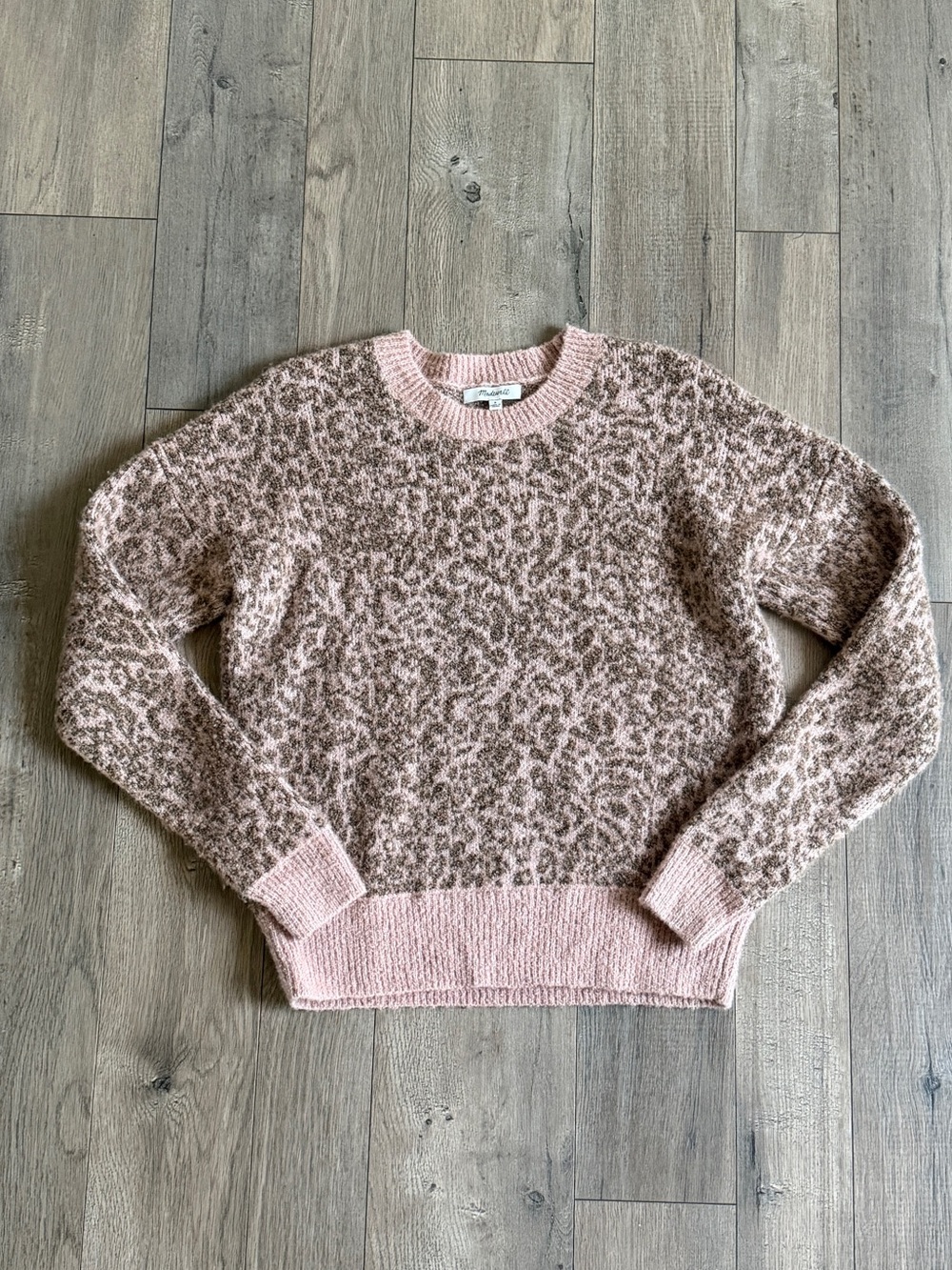 Madewell Animal Print Wool Blend Crewneck Sweater Size Small